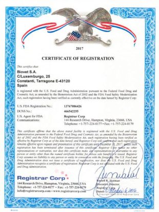 百卫更新食品与药物管理局的证书