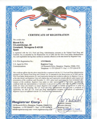 Biovet S.A. Laboratorios renueva el certificado de la Food and Drug Administration